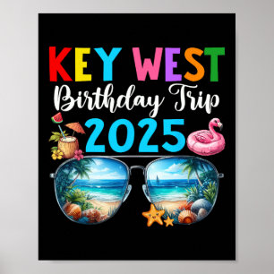 Poster Voyage d'anniversaire à Key West 2025 Groupe d'ami