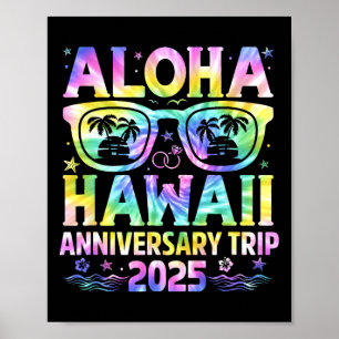 Poster Voyage d'anniversaire Aloha Hawaï 2025 Couple asso