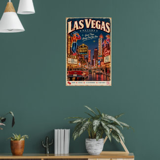 Poster Voyage dans la vieille Las Vegas Nevada rue Fremon