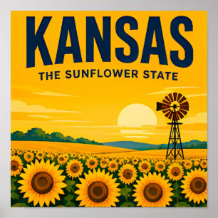 Poster Voyage dans les Grandes Plaines du Kansas et les c