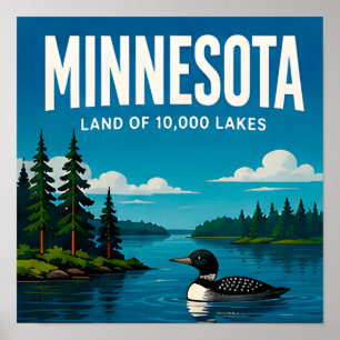 Poster Voyage dans les lacs de la rive nord du Minnesota 