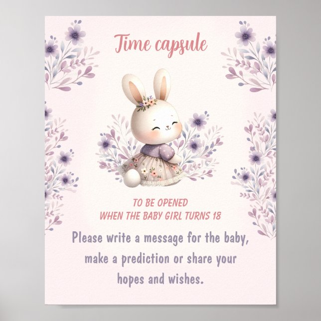 Poster Voyage de Baby shower de printemps de fille temps  (Devant)