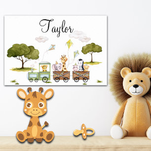 Poster Voyage de bébés animaux de la jungle mignons en tr