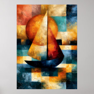 Poster Voyage de coucher de soleil de Hansen Bateau à voi
