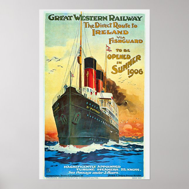 Poster Voyage de croisière en Irlande Annonce de voyage (Devant)