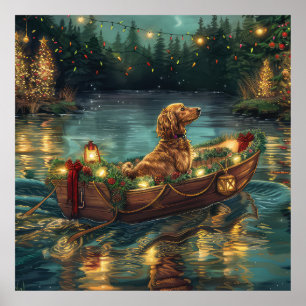 Poster Voyage de fête de Noël du Lévrier Afghan