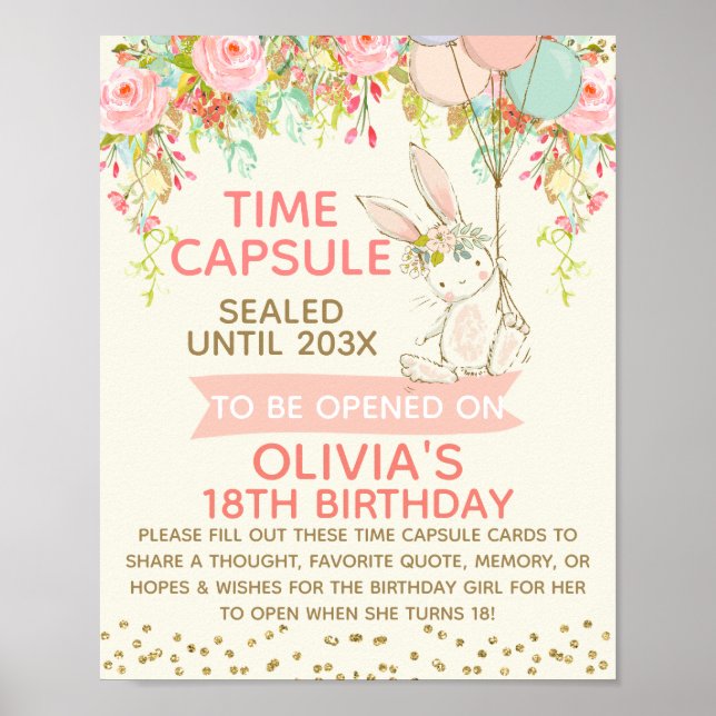 Poster Voyage de filles Bunny Time Capsule 8 x 10 pouces (Devant)