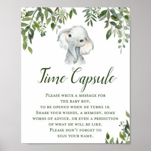 Poster Voyage de l'éléphant vert Capsule de temps pour le