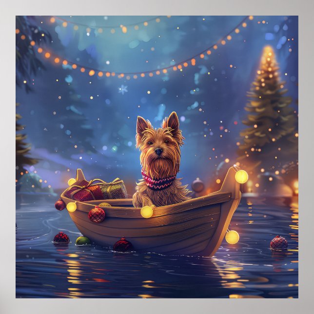 Poster Voyage de Noël de Terrier australien (Devant)