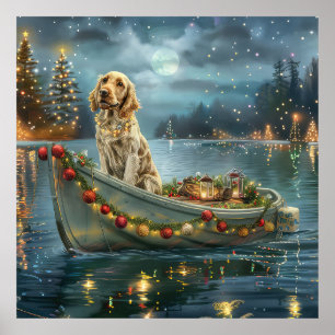 Poster Voyage de Noël festif de Setter Anglais