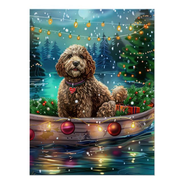 Poster Voyage de Noël Festif du Cockapoo (Devant)