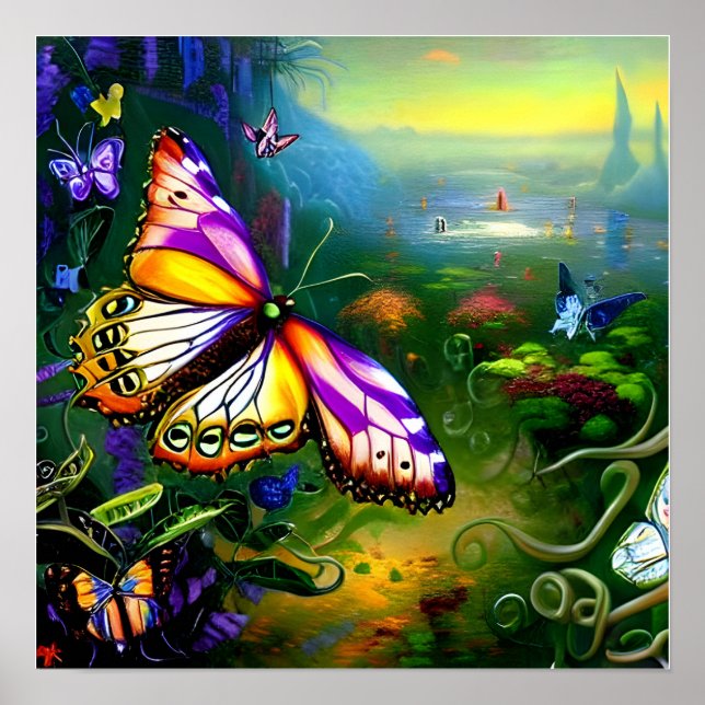Poster Voyage de papillon Imaginaire (Devant)