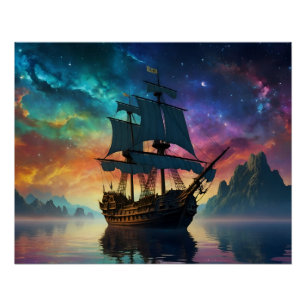 Poster Voyage de rêve sous un ciel surréaliste