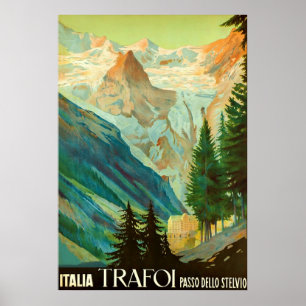 Poster Voyage de Stelvio~Vintage de dello de Trafoi~Passo