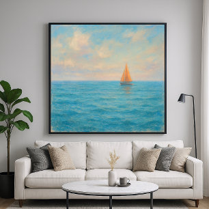 Poster Voyage de voilier orange - Style d'art de peinture
