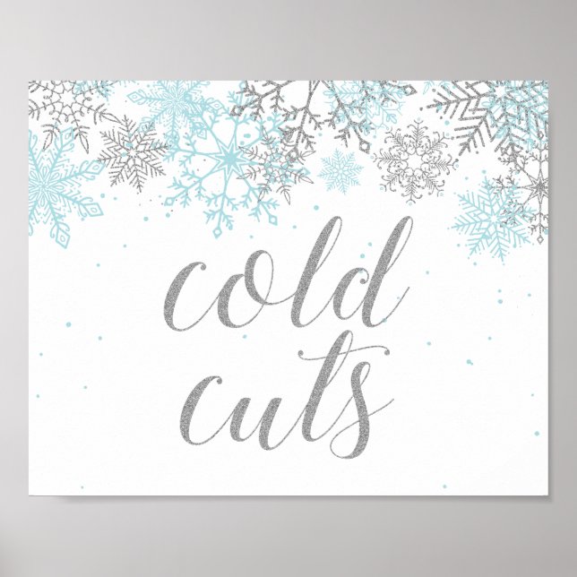 Poster Voyage d'hiver Onederland Food Sign Blue Snowflake (Devant)
