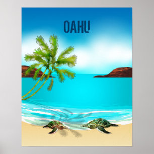 Poster Voyage d'Oahu Hawaii