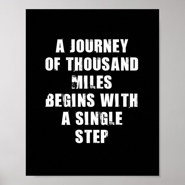 Poster Voyage d'une citation motivationnelle de mille mil (Devant)