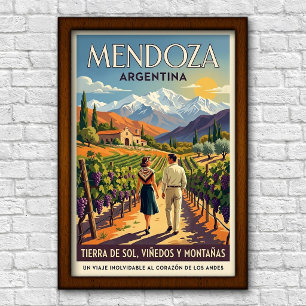 Poster Voyage en Argentine des années 1960 à Mendoza