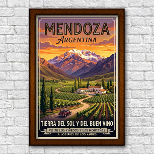 Poster Voyage en Argentine des années 1960 à Mendoza