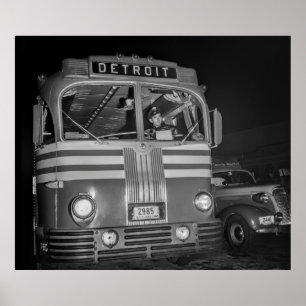 Poster Voyage en autobus interétats en Amérique 1943