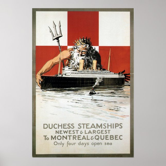 Poster Voyage en bateau à vapeur vintage Canada (Devant)