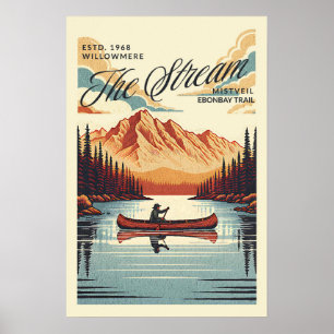 Poster Voyage en canoë sur des eaux calmes