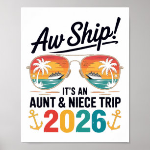 Poster Voyage en croisière Tante Nièce 2026 Vacances d'ét