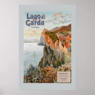 Poster Voyage en Italie, Lac de Garde 1924, Style Vintage