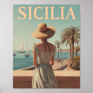 Poster Voyage en Sicile années 50