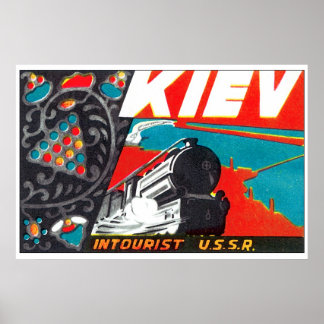 Poster Voyage en train en Russie vintage