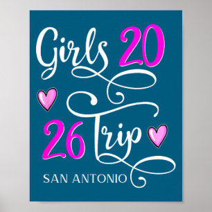 Poster Voyage entre filles à San Antonio Groupe de vacanc
