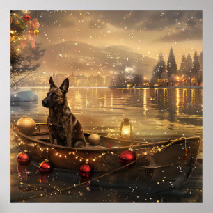 Poster Voyage Festif de Noël du Malinois Belge