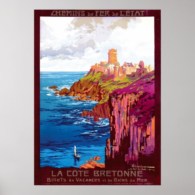 Poster Voyage Français Vintage de la côte bretonne (Devant)