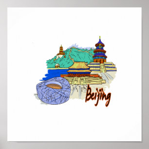 Poster voyage graphic.png de ville de Pékin