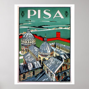 Poster Voyage italien de Pise des années 1920 vintages