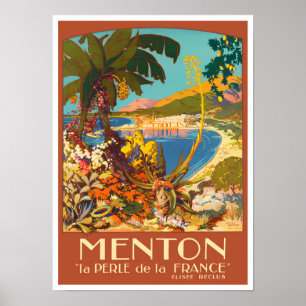 Poster Voyage millésime Menton France