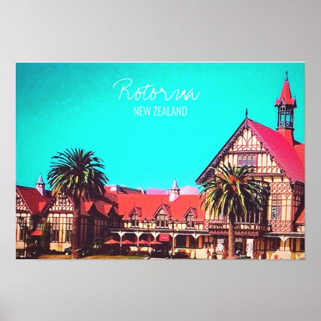 Poster Voyage Nouvelle-Zélande musée Rotorua (Devant)