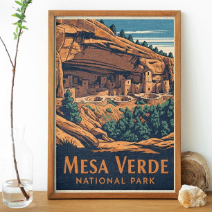 Poster Voyage Parc national de Mesa Verde Rétro Vintage