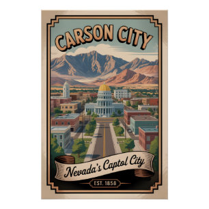 Poster Voyage Rétro à Carson City Nevada