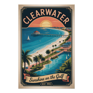 Poster Voyage Rétro à Clearwater Floride