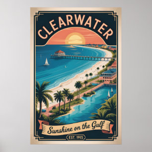 Poster Voyage Rétro à Clearwater Floride