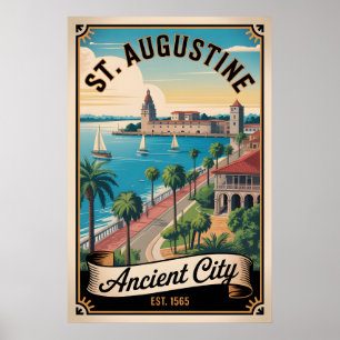 Poster Voyage Rétro à St. Augustine Floride