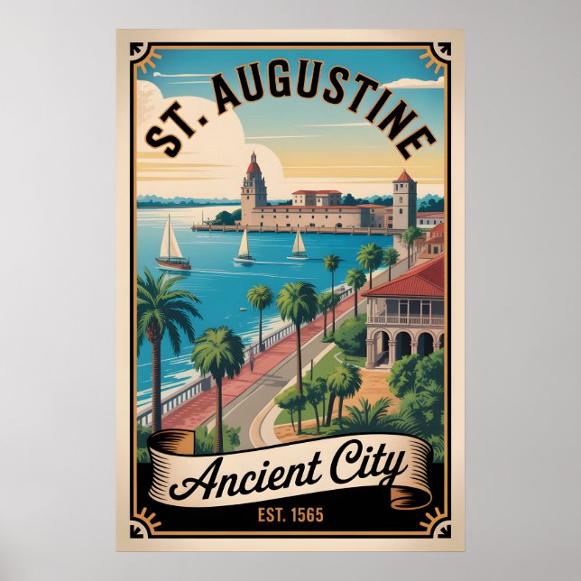 Poster Voyage Rétro à St. Augustine Floride (Devant)