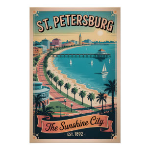 Poster Voyage Rétro à St. Petersburg Floride