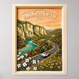Poster Voyage Rétro à travers l'Arkansas, Paysage de la R