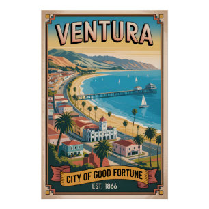 Poster Voyage Rétro à Ventura Californie
