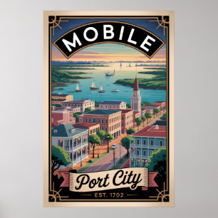 Poster Voyage Rétro Mobile Alabama