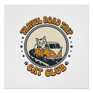 Poster Voyage Road Trip Chat Amoureux de Chats T-Shirt Ar