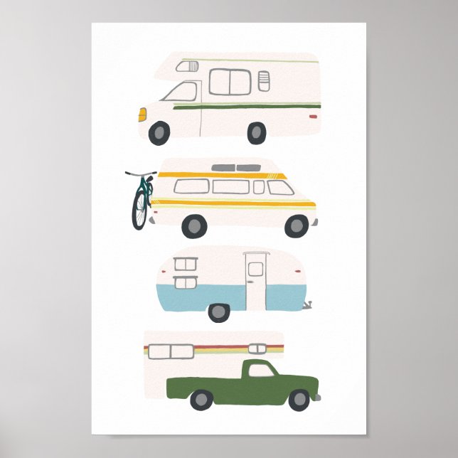 Poster VOYAGE ROUTIER ! Campervan vanlife RV Trailer (Devant)